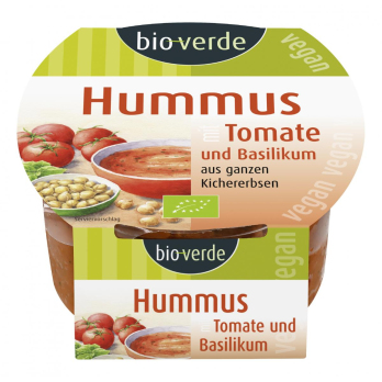Hummus Tomate und Basilikum
